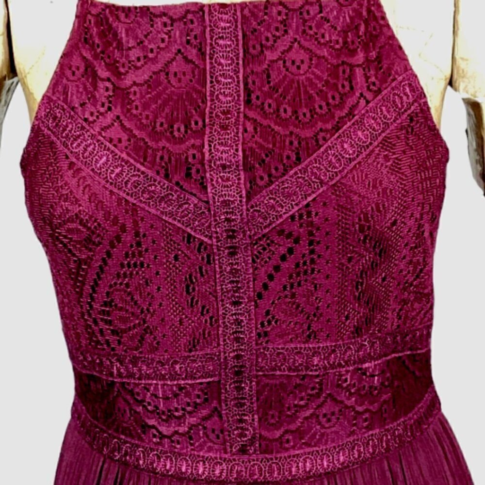 Self Esteem Sleeveless Long Maxi Dress Lace Bodice S Burgundy #248A - Picture 7 of 10